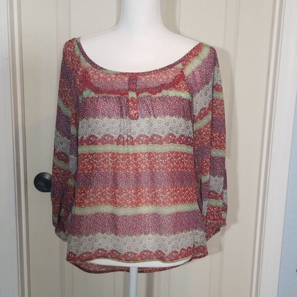 💸3/12$-Love Squared, Boho Top, Size Large - Picture 2 of 7